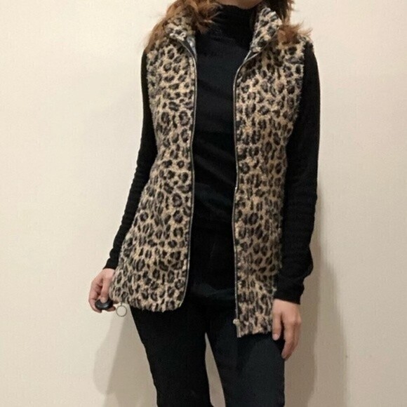 CALVIN KLEIN Vest Animal Prints Leopard Teddy Bear XS - Picture 1 of 7